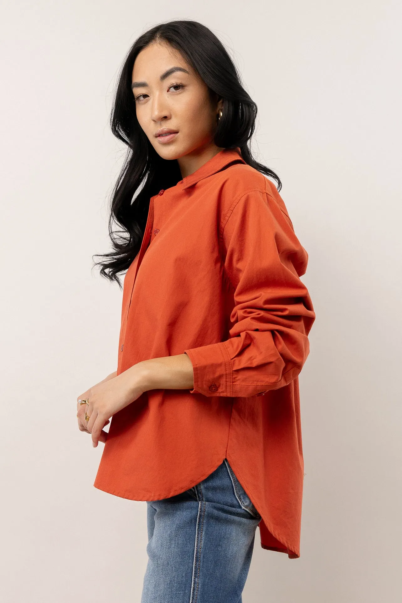 Kathryn Button Up Shirt in Tomato Red - FINAL SALE sold by bohme product image thumbnail 5