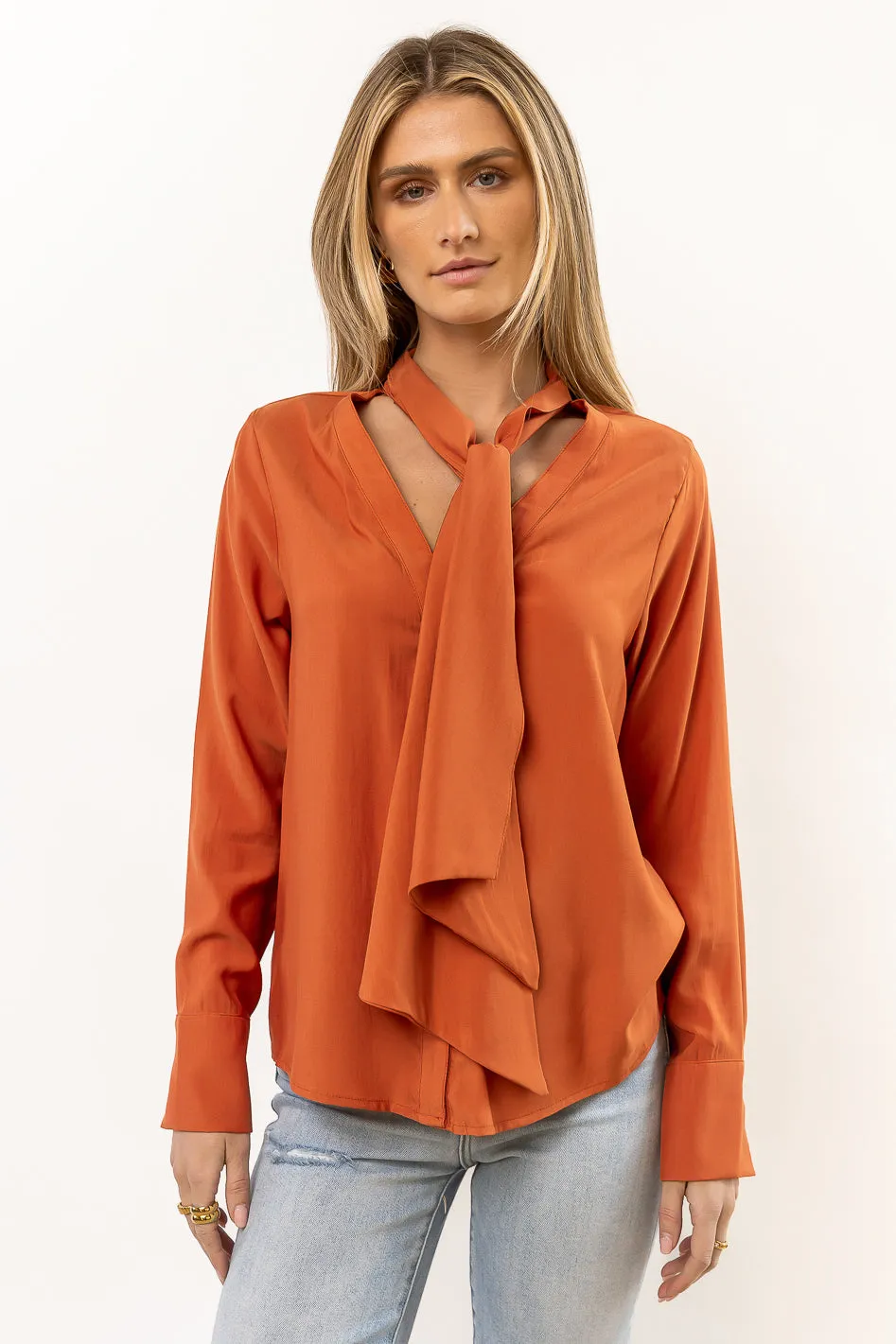 Kayla Tie Front Top in Orange - FINAL SALE sold by bohme product image thumbnail 4