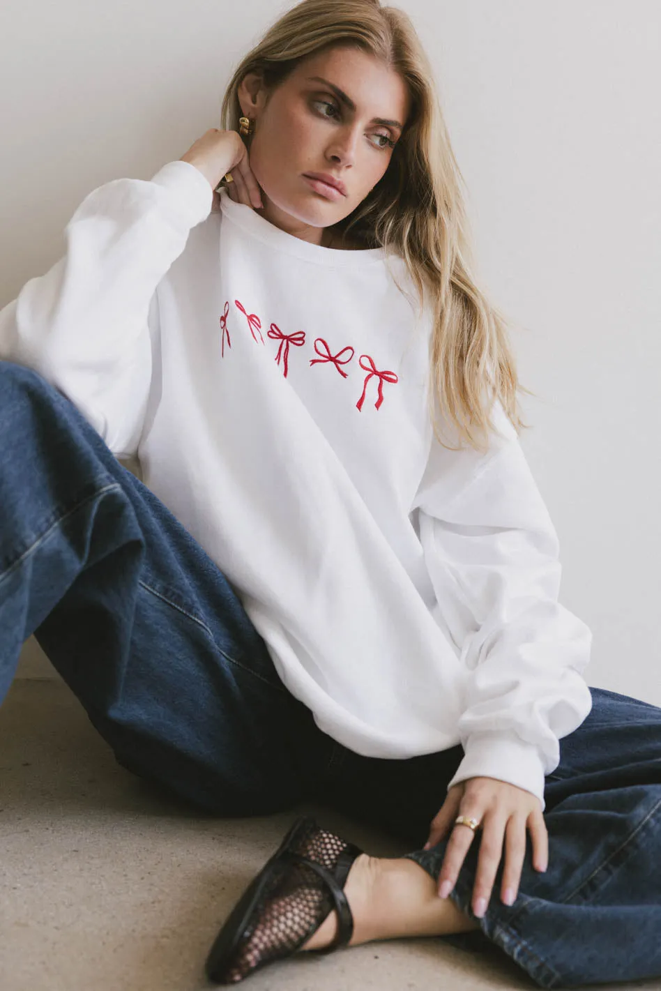 Pretty Bows Crewneck in Cream - FINAL SALE sold by bohme product image thumbnail 3