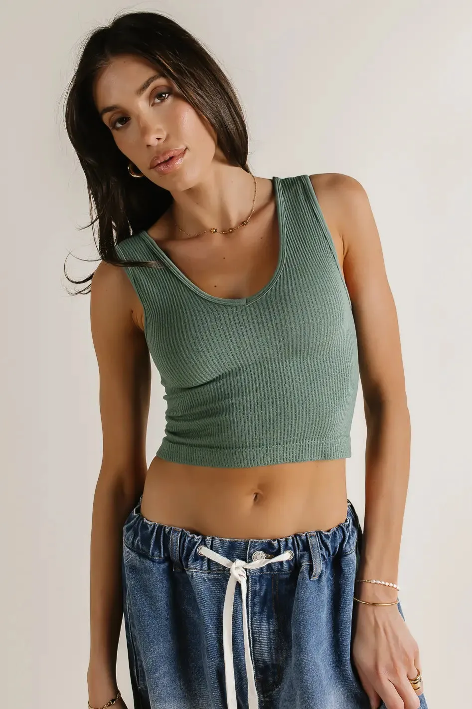 Nova Cropped Tank in Sage - FINAL SALE sold by bohme product image thumbnail 2