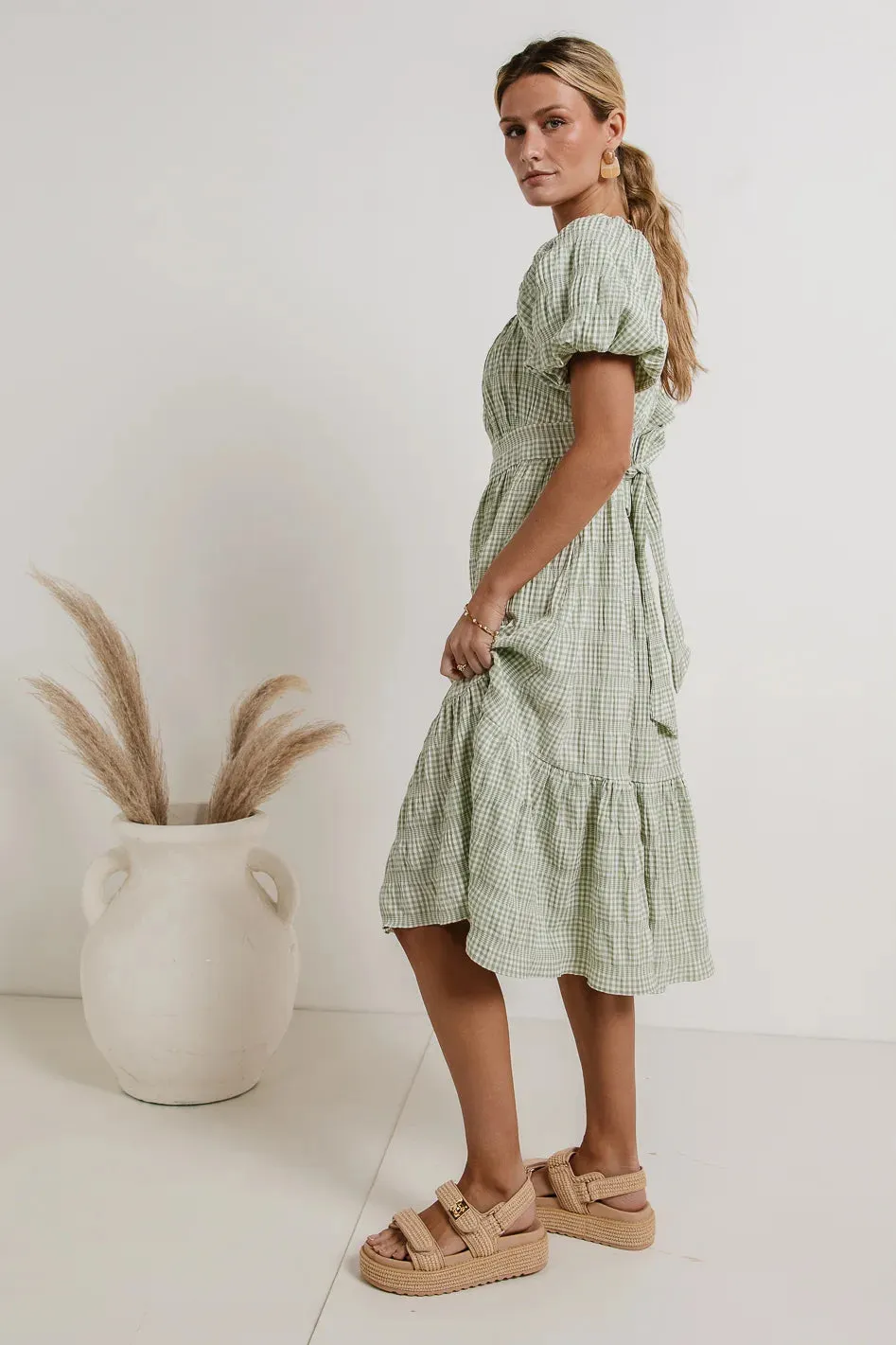 Laney Gingham Dress in Sage - FINAL SALE sold by bohme product image thumbnail 3
