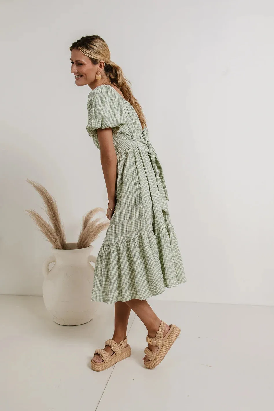 Laney Gingham Dress in Sage - FINAL SALE sold by bohme product image thumbnail 5