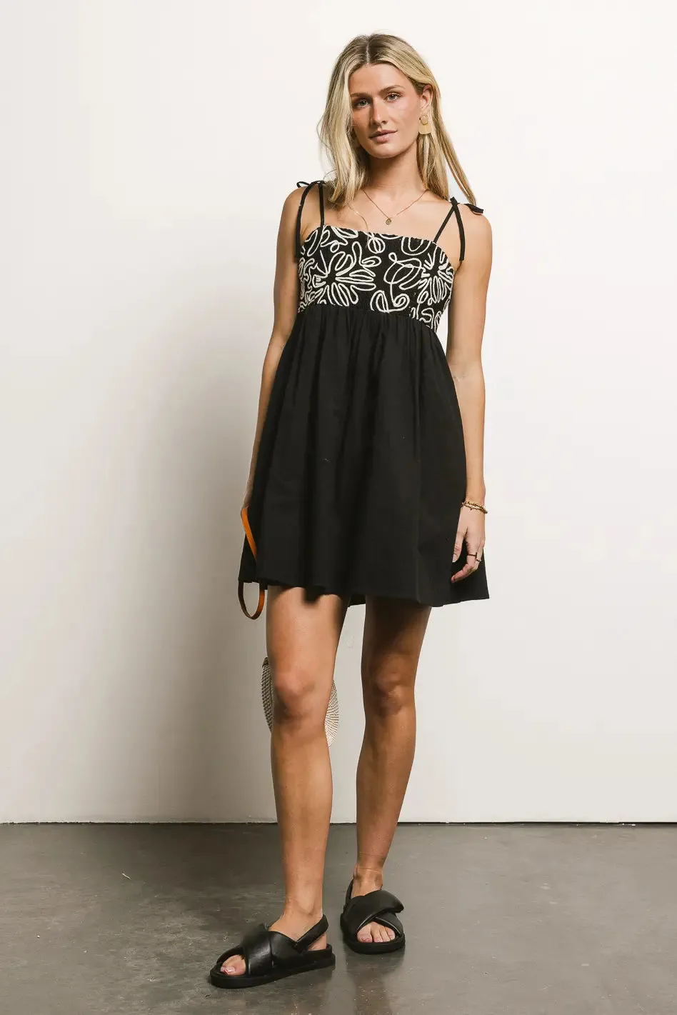 Abstract Embroidered Mini Dress in Black - FINAL SALE sold by bohme