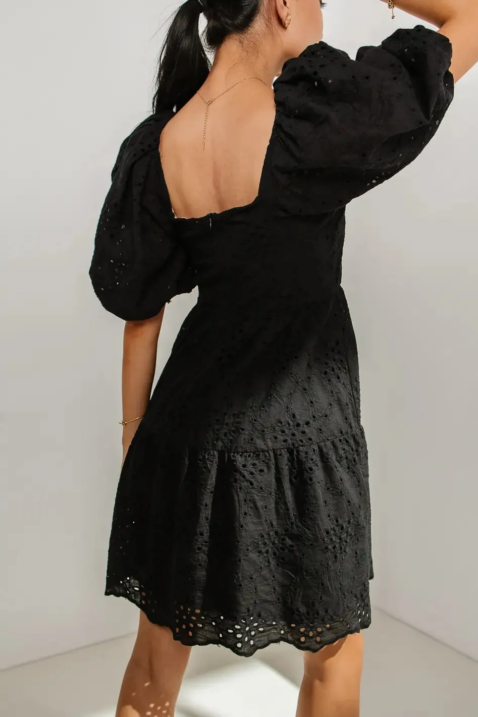 Jaime Eyelet Mini Dress in Black - FINAL SALE sold by bohme product image thumbnail 3