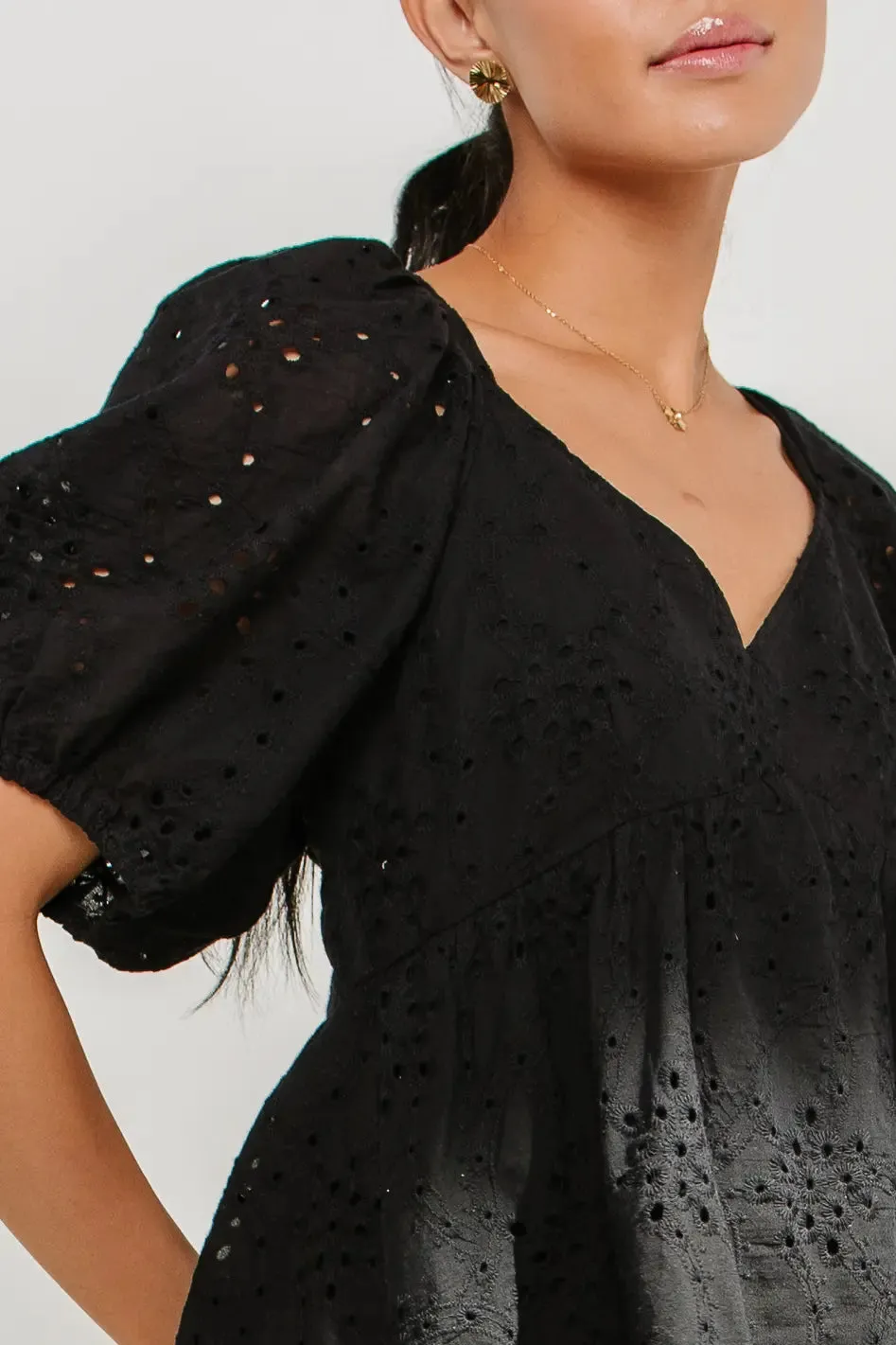 Jaime Eyelet Mini Dress in Black - FINAL SALE sold by bohme product image thumbnail 4