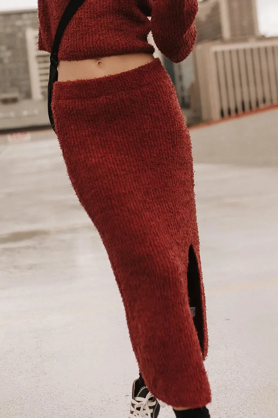 Briley Fuzzy Skirt in Rust - FINAL SALE sold by bohme product image thumbnail 2