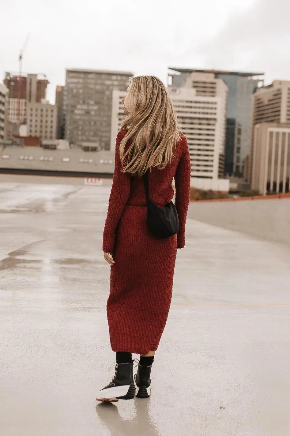 Briley Fuzzy Skirt in Rust - FINAL SALE sold by bohme product image thumbnail 3