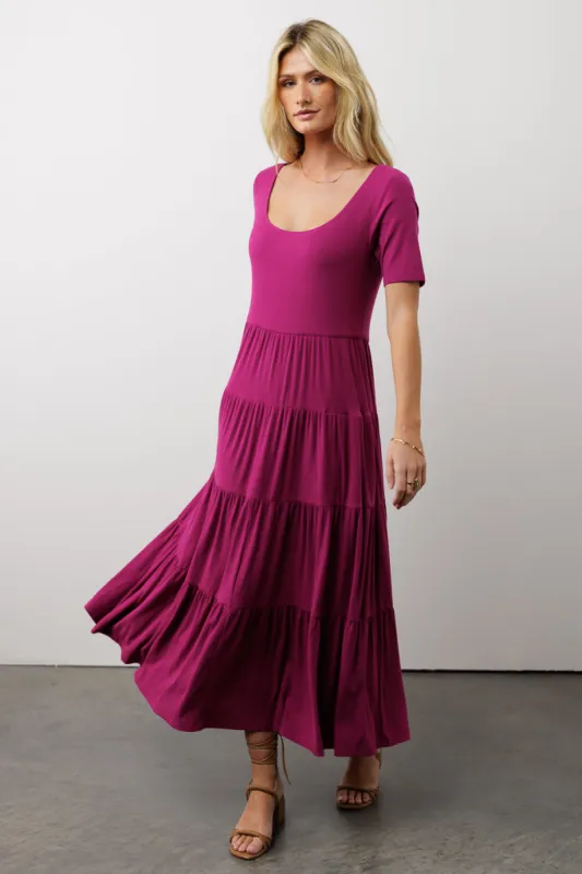 McKayla Tiered Dress in Magenta - FINAL SALE sold by bohme