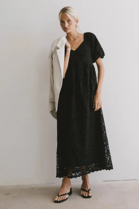 Devon Eyelet Lace Maxi Dress in Black - FINAL SALE sold by bohme