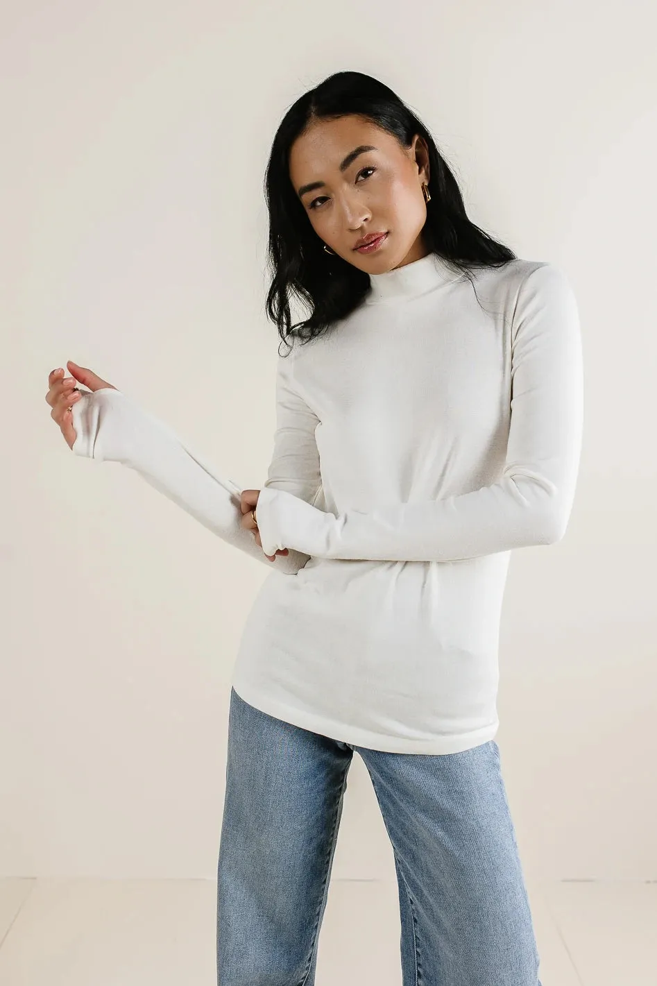 Alani Mock Neck Top in Ivory - FINAL SALE sold by bohme product image thumbnail 4