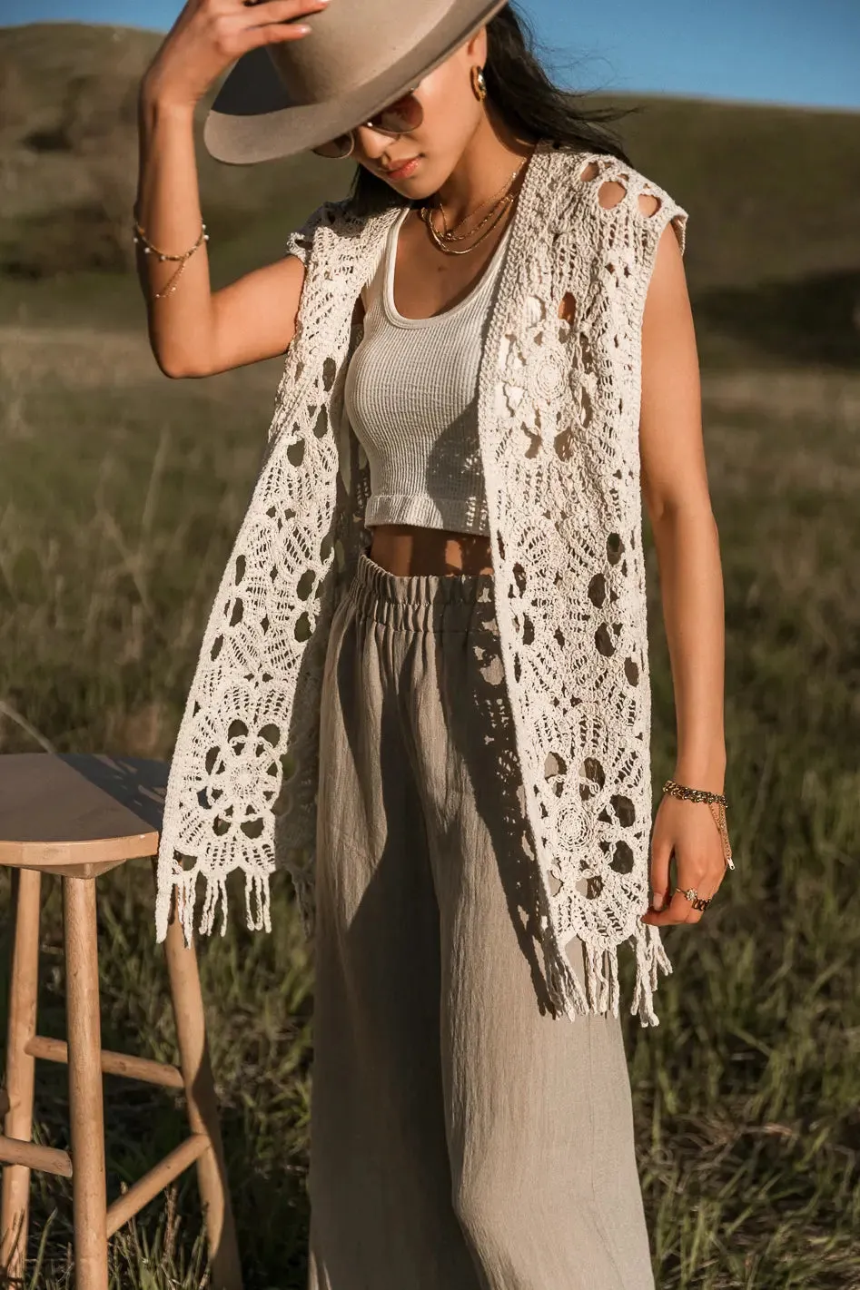 Tansy Floral Crocheted Vest sold by bohme