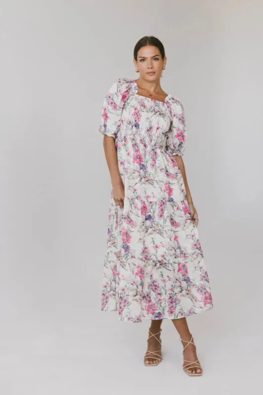 Luciana Floral Smocked Midi Dress - FINAL SALE sold by bohme