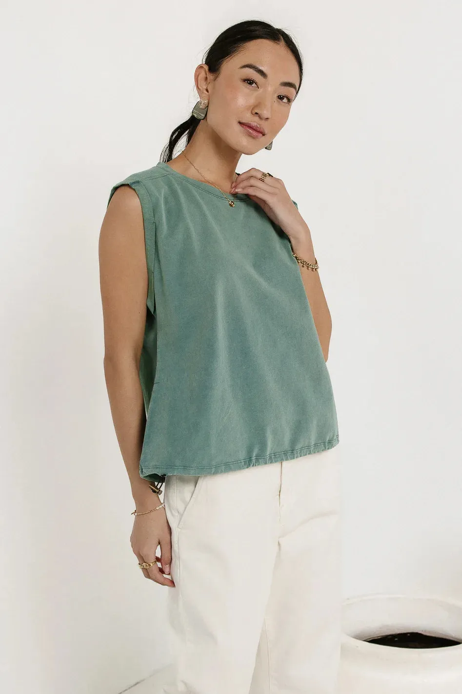 Jax Drawstring Tee in Teal - FINAL SALE sold by bohme product image thumbnail 5