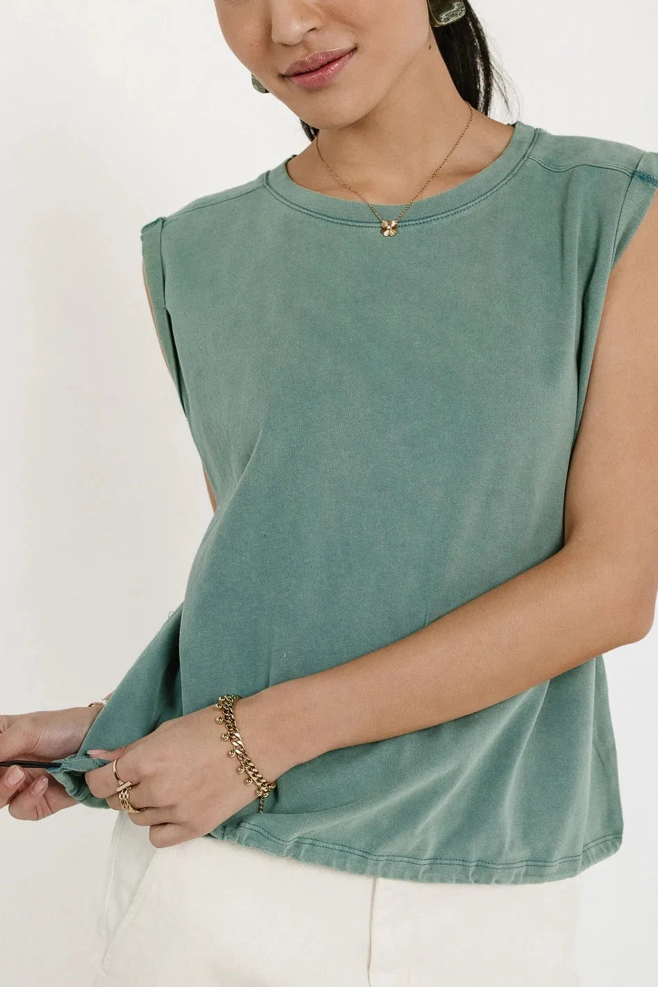 Jax Drawstring Tee in Teal - FINAL SALE sold by bohme product image thumbnail 2