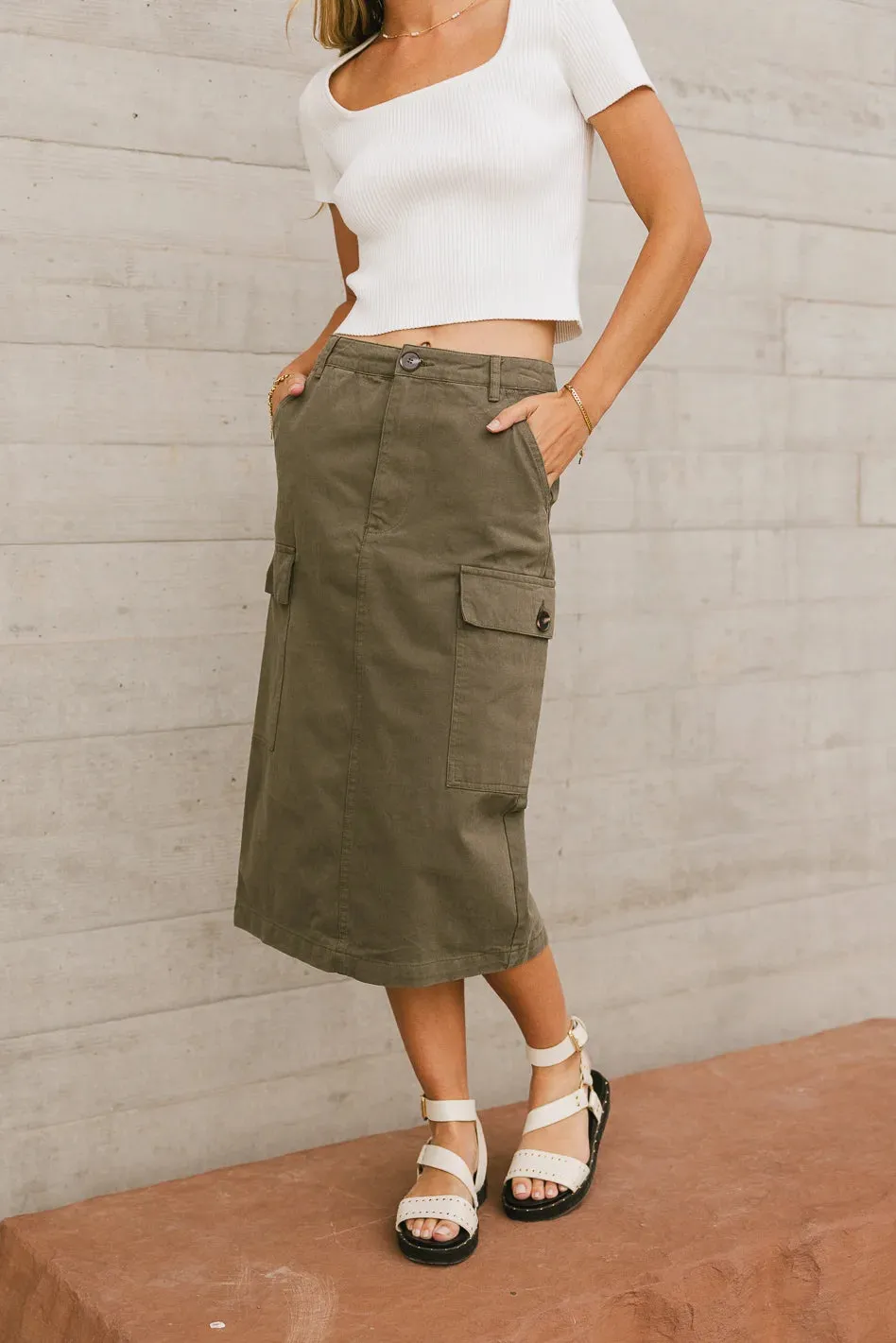 Damon Cargo Skirt in Olive - FINAL SALE sold by bohme product image thumbnail 5