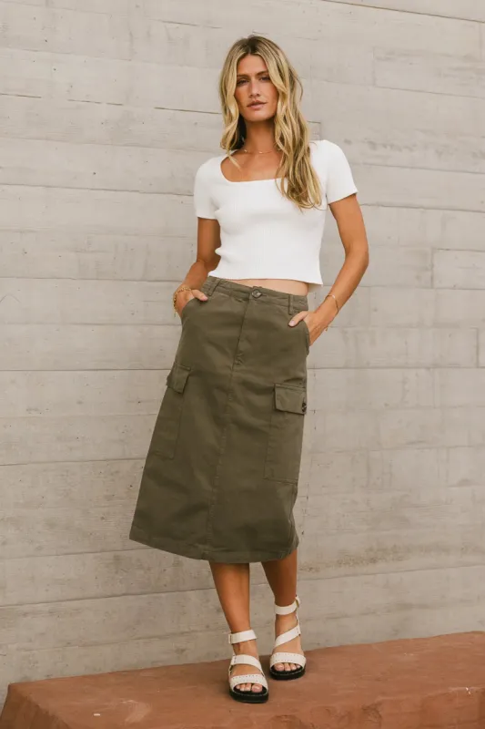 Damon Cargo Skirt in Olive - FINAL SALE sold by bohme