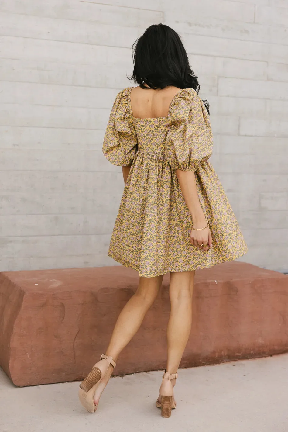 Salem Floral Mini Dress in Mustard - FINAL SALE sold by bohme product image thumbnail 2