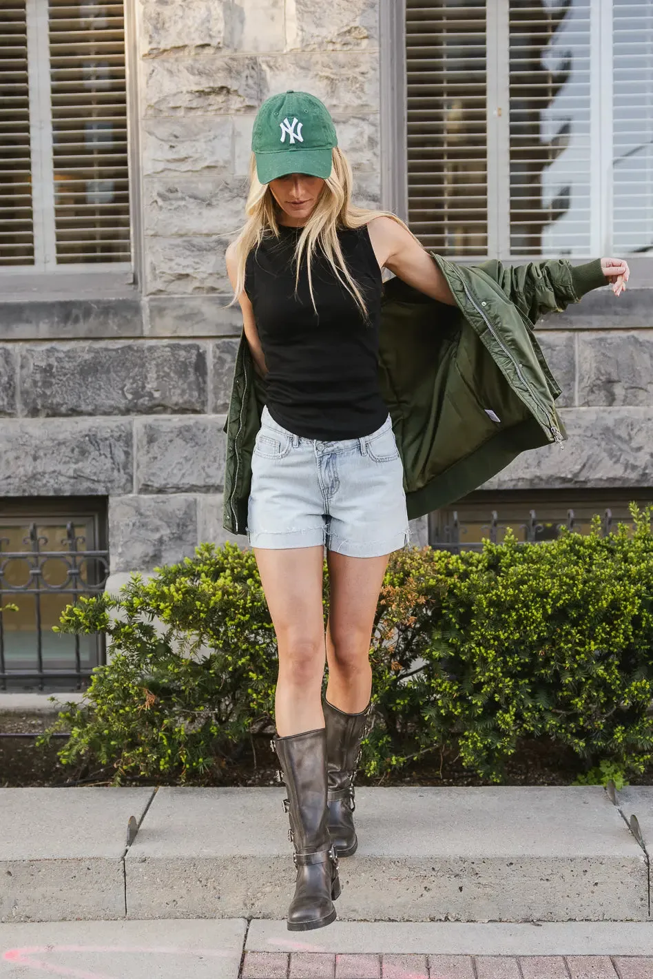 Rylee Satin Bomber Jacket in Green - FINAL SALE sold by bohme product image thumbnail 2