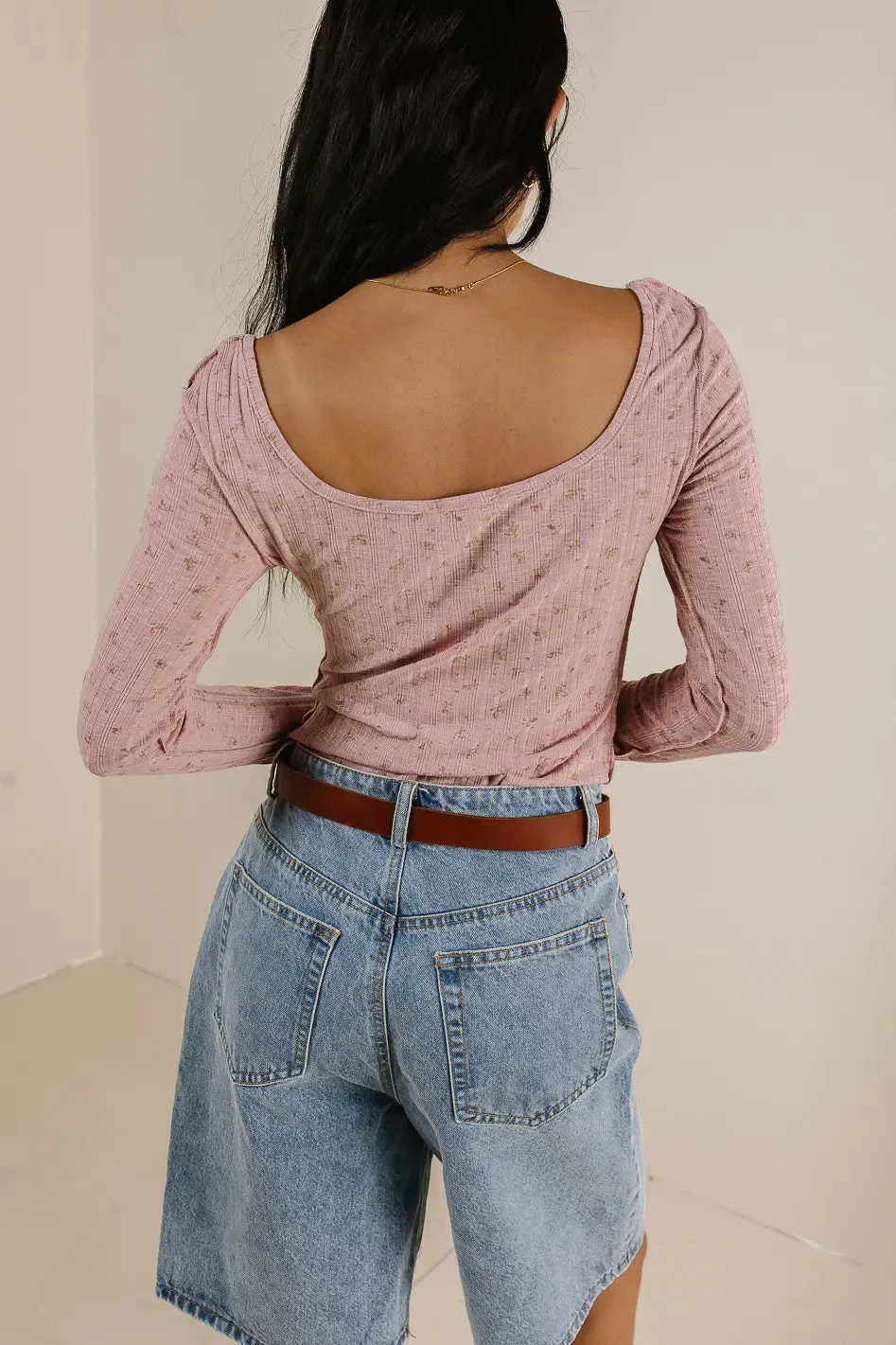 Chloe Floral Ribbed Top in Rose - FINAL SALE sold by bohme product image thumbnail 3