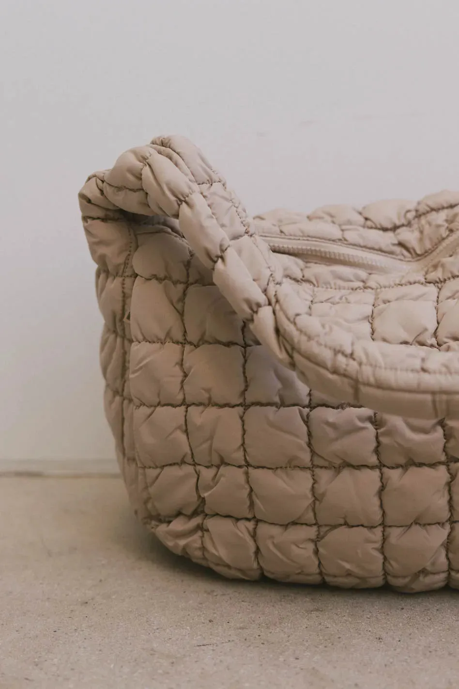 Nora Quilted Tote Bag in Beige sold by bohme product image thumbnail 2