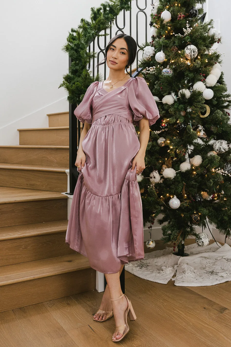 Samara Puff Sleeve Dress in Mauve - FINAL SALE sold by bohme product image thumbnail 3