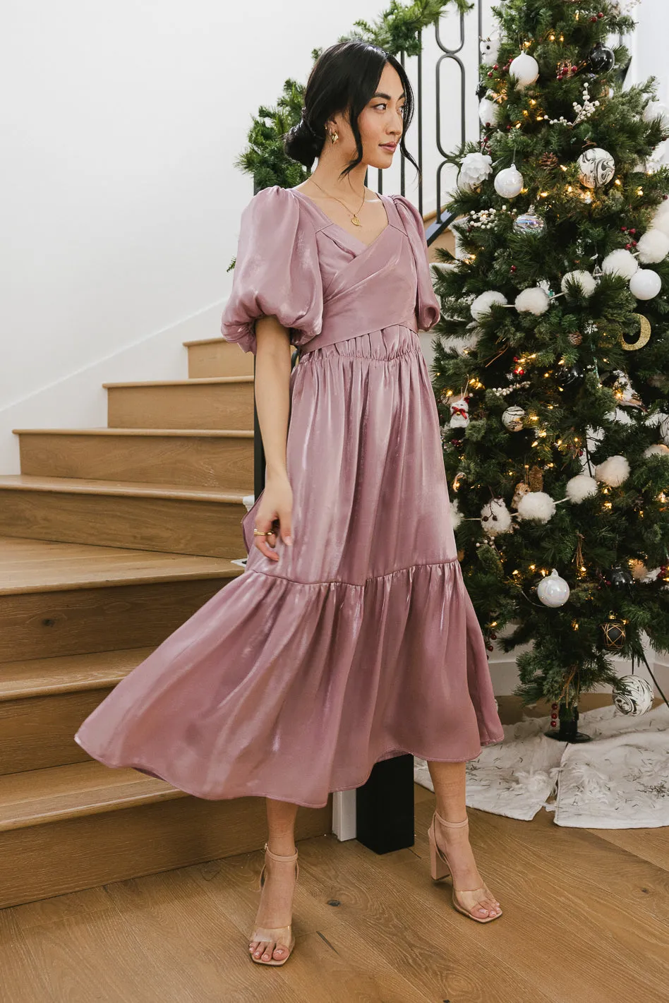 Samara Puff Sleeve Dress in Mauve - FINAL SALE sold by bohme