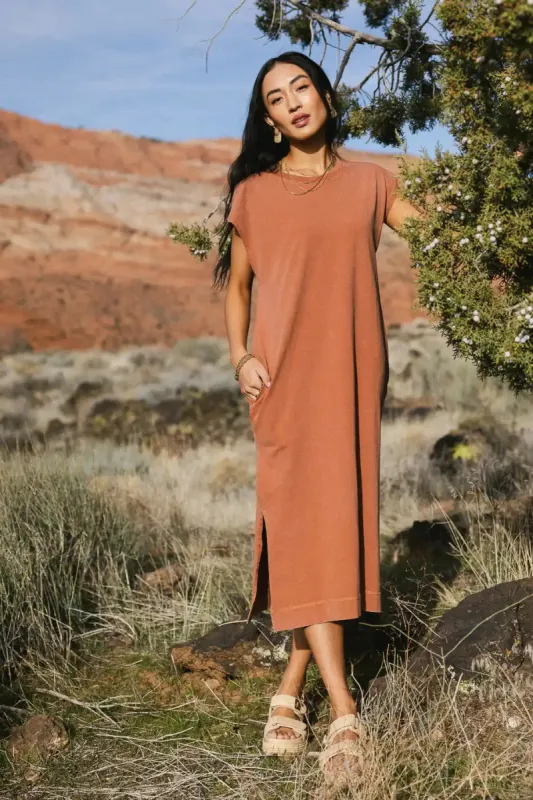 Shelese T-Shirt Dress in Clay - FINAL SALE sold by bohme