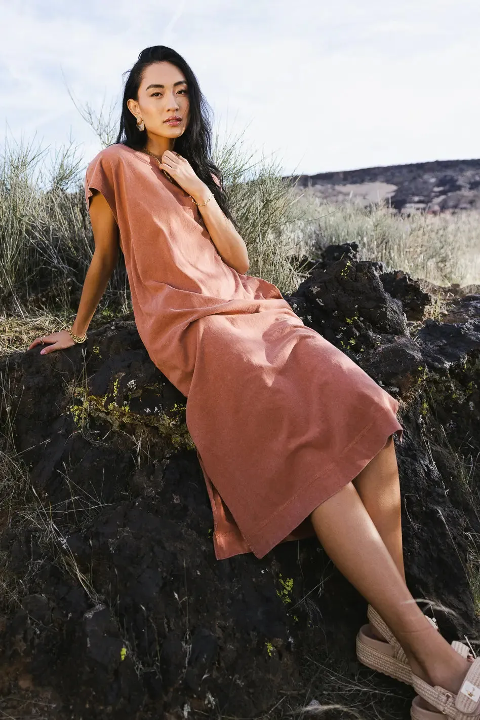 Shelese T-Shirt Dress in Clay - FINAL SALE sold by bohme product image thumbnail 5