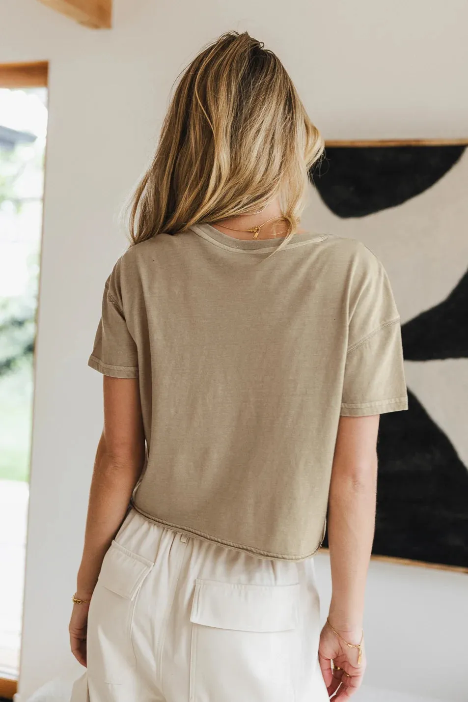 Billie Cropped T-Shirt in Beige - FINAL SALE sold by bohme product image thumbnail 3