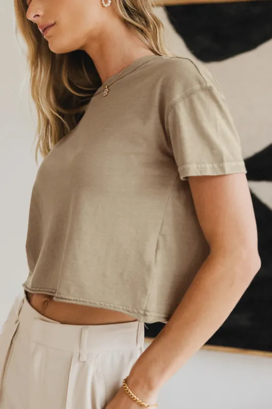 Billie Cropped T-Shirt in Beige - FINAL SALE sold by bohme