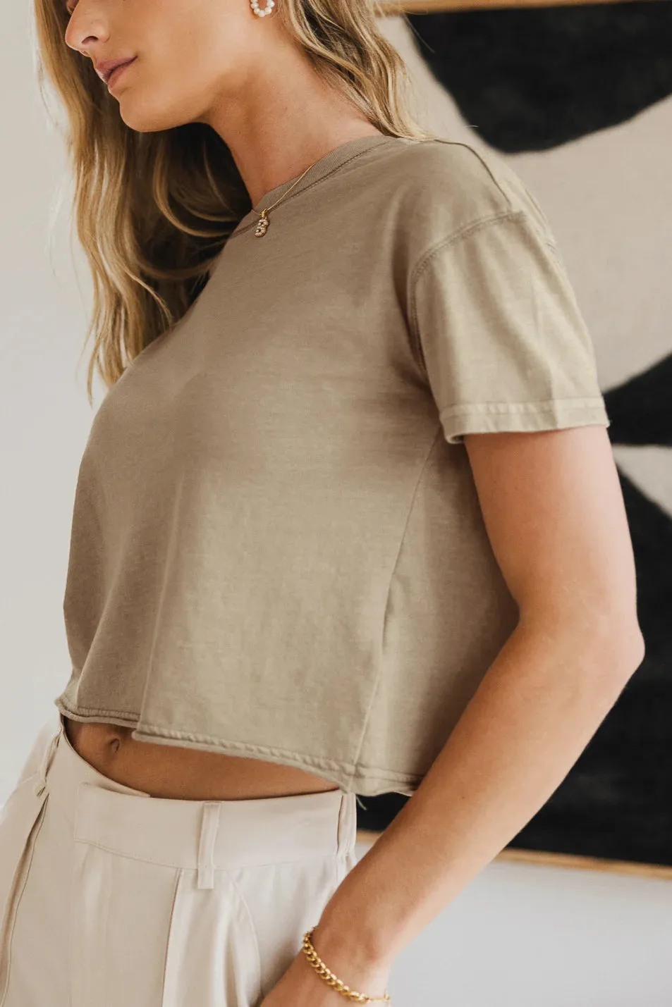Billie Cropped T-Shirt in Beige - FINAL SALE sold by bohme