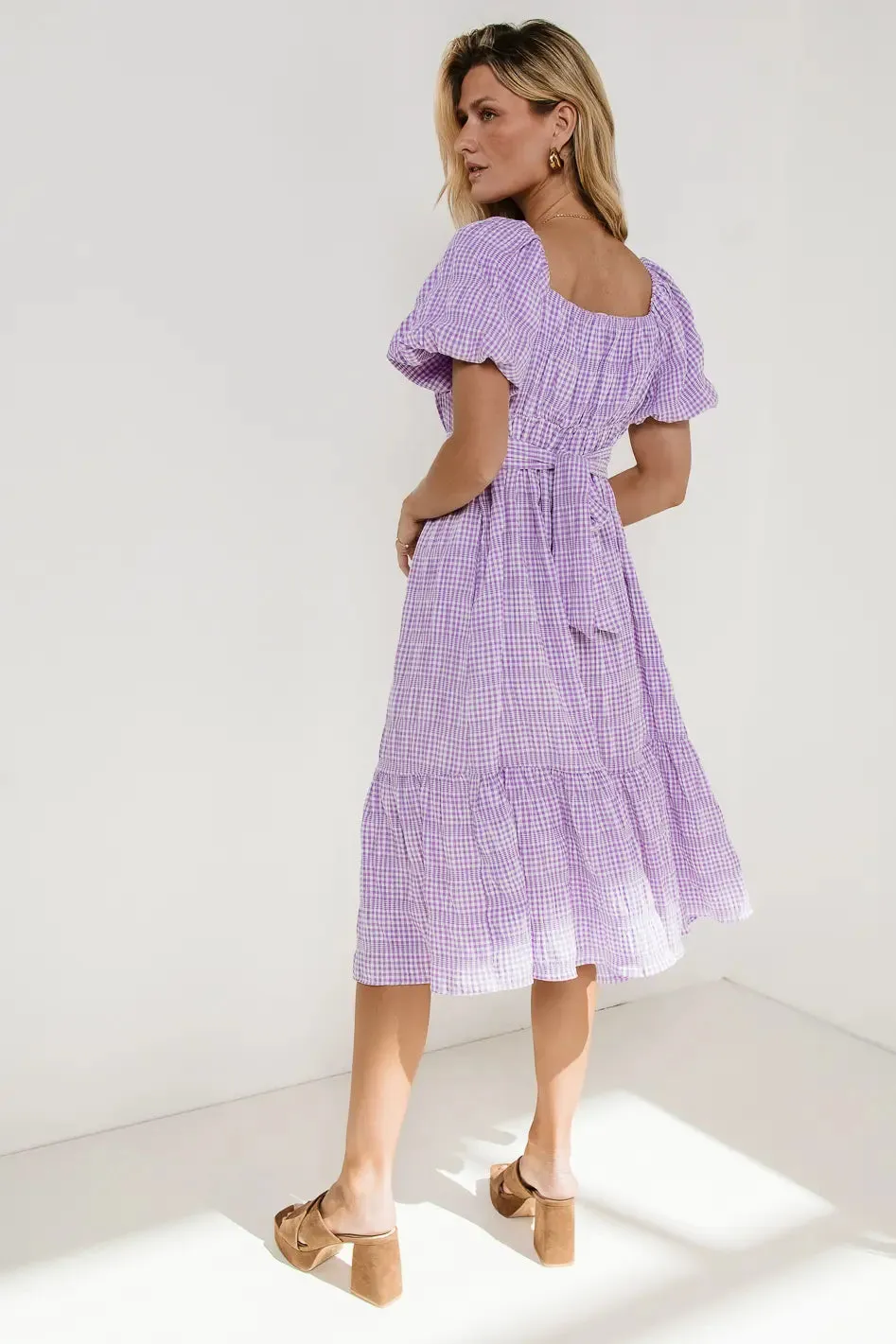 Laney Gingham Dress in Lavender - FINAL SALE sold by bohme product image thumbnail 4