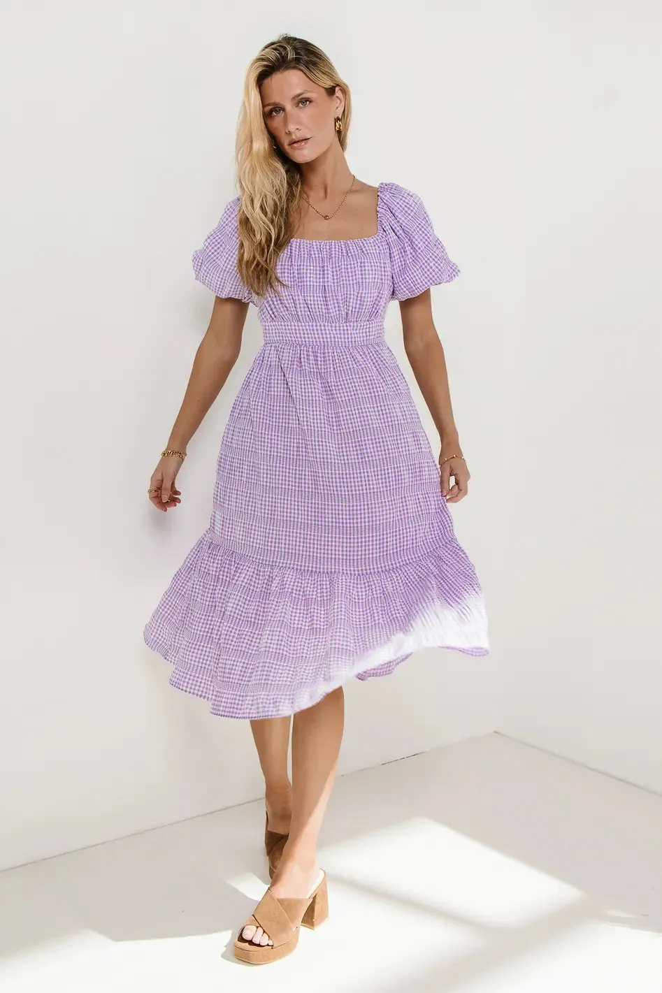 Laney Gingham Dress in Lavender - FINAL SALE sold by bohme product image thumbnail 5