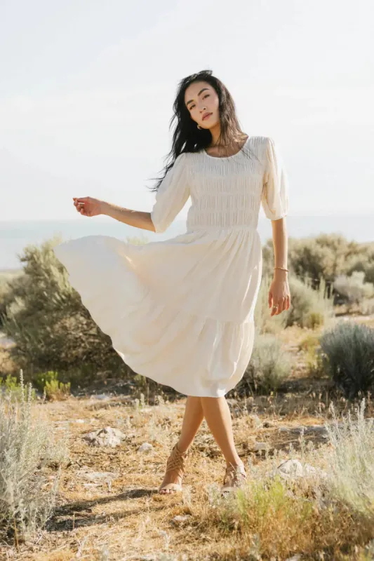 Olivia Faux Smocked Midi Dress - FINAL SALE sold by bohme
