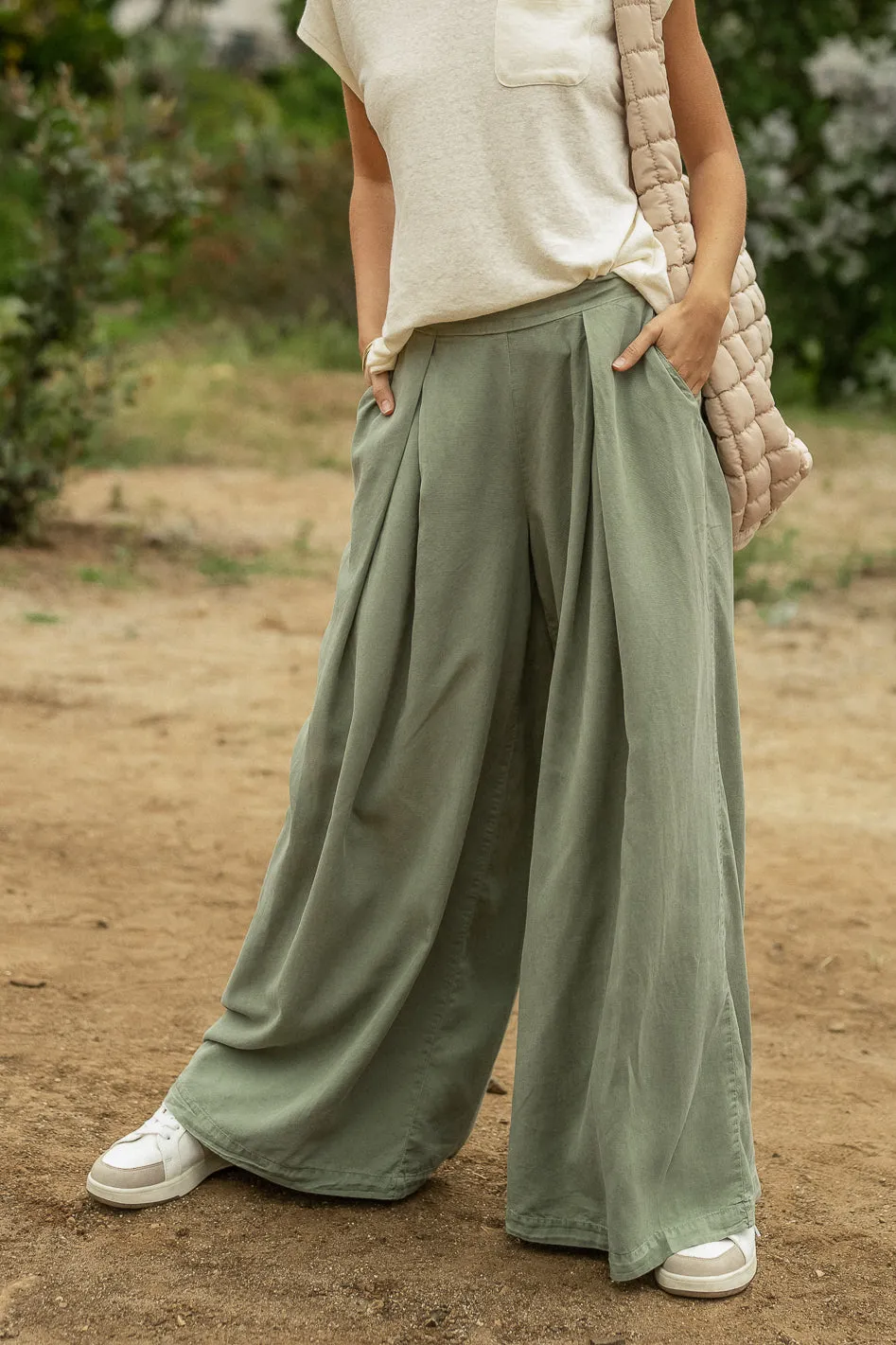 Katie Wide Leg Tencel Pants in Sage - FINAL SALE sold by bohme product image thumbnail 2