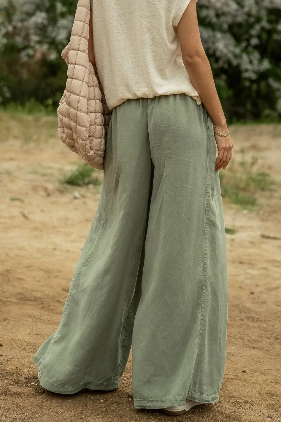Katie Wide Leg Tencel Pants in Sage - FINAL SALE sold by bohme product image thumbnail 3