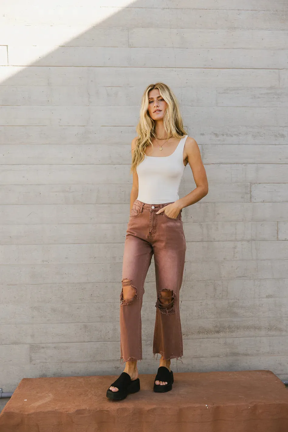 Charlie Distressed Jeans in Mauve - FINAL SALE sold by bohme product image thumbnail 5