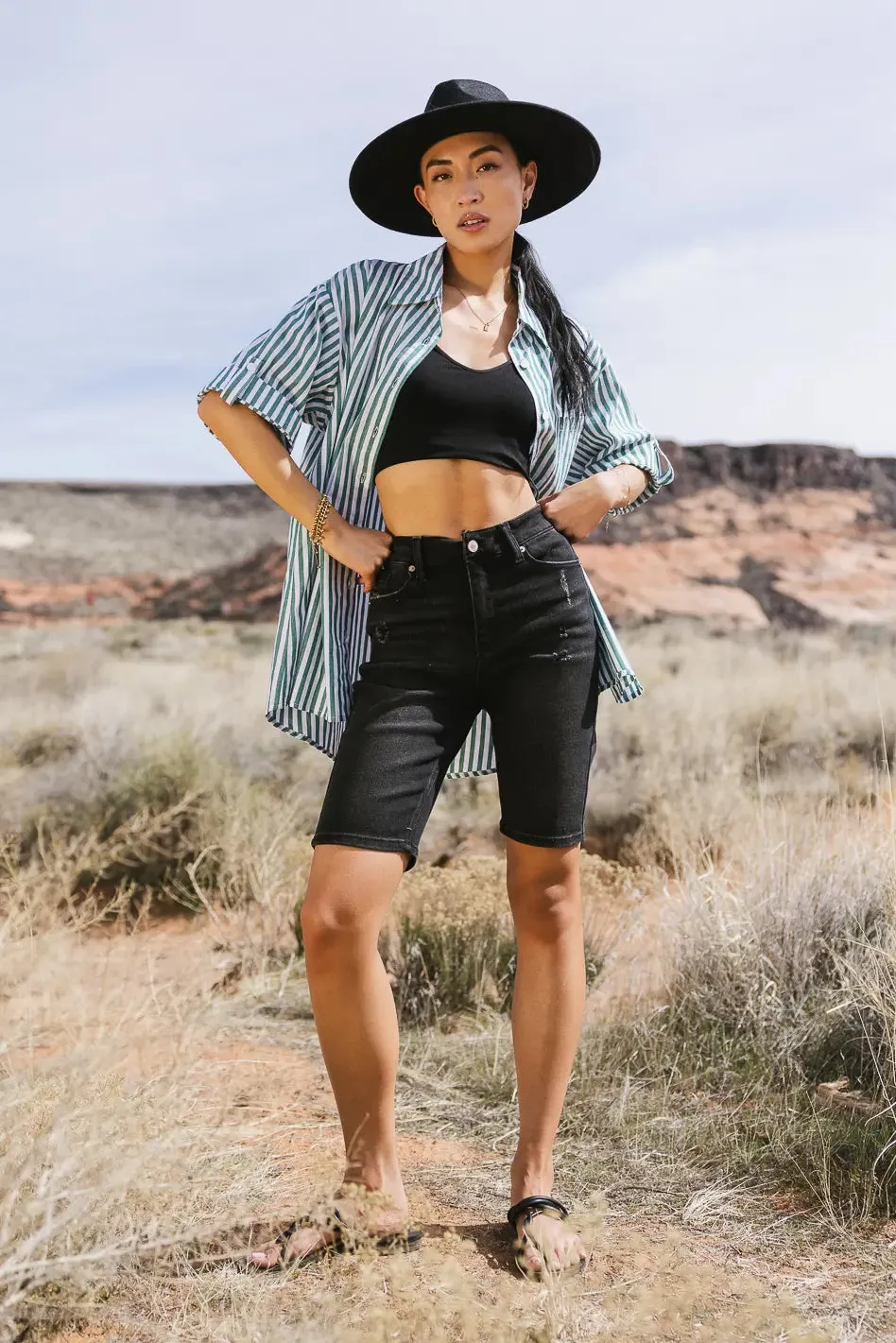 Hattie Striped Button Up in Green - FINAL SALE sold by bohme product image thumbnail 5