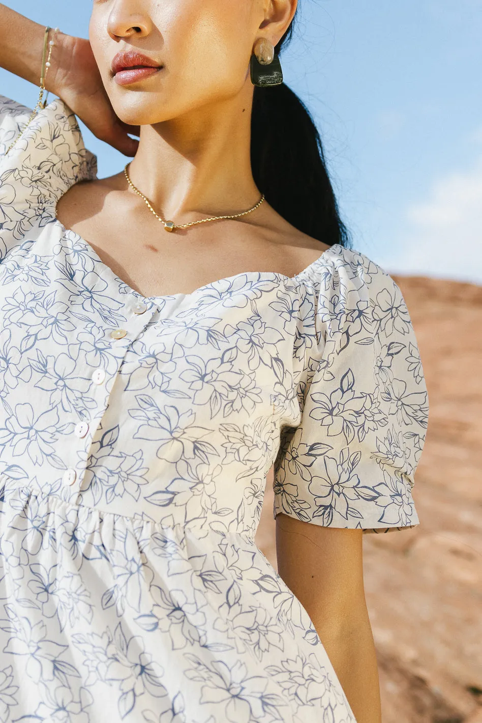 Angelique Floral Dress in Blue sold by bohme product image thumbnail 2