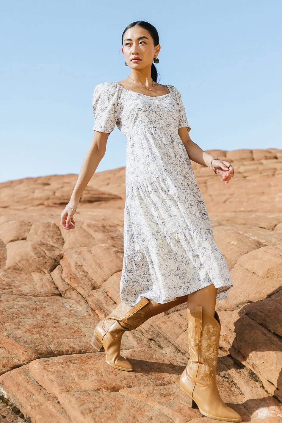 Angelique Floral Dress in Blue sold by bohme product image thumbnail 4