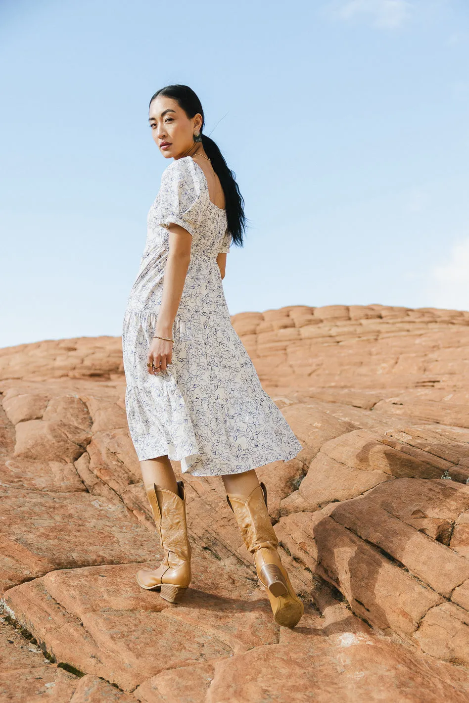 Angelique Floral Dress in Blue sold by bohme product image thumbnail 5