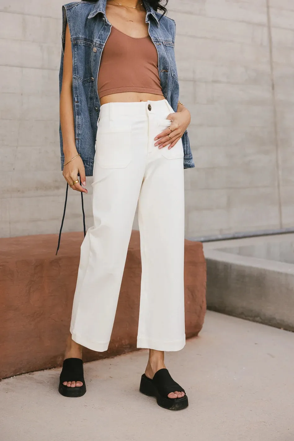 Sadie Wide Leg Pants in Cream - FINAL SALE sold by bohme product image thumbnail 4