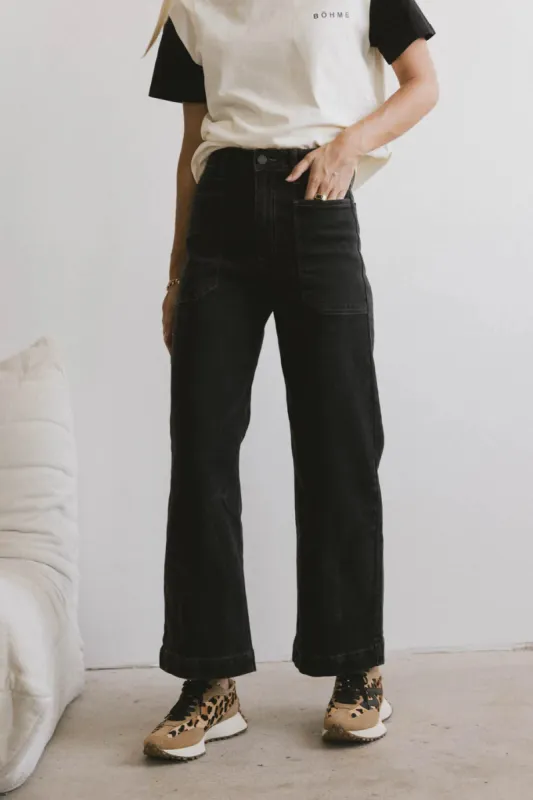 Leila Wide Leg Jeans in Black sold by bohme