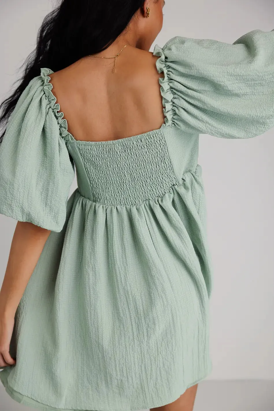 Ryann Mini Dress in Sage - FINAL SALE sold by bohme product image thumbnail 4