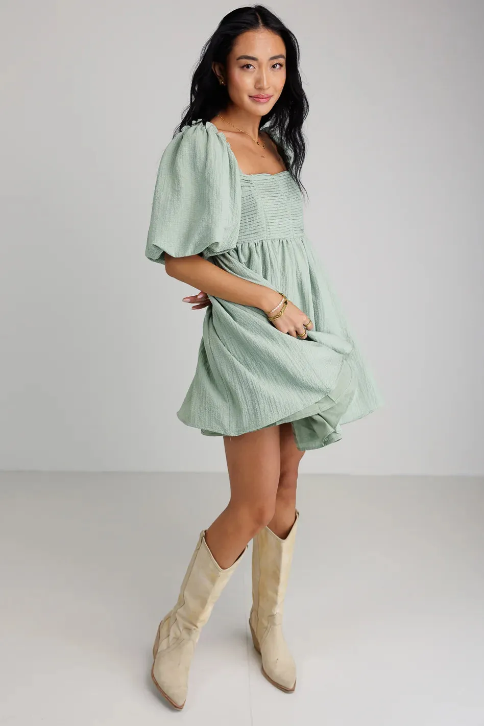 Ryann Mini Dress in Sage - FINAL SALE sold by bohme product image thumbnail 5