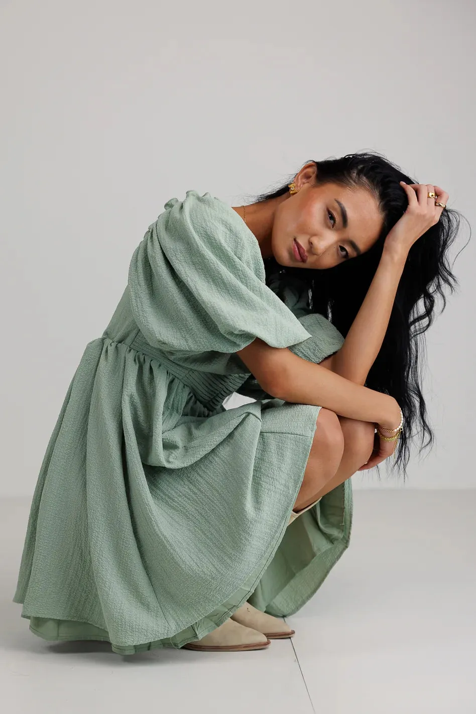 Ryann Mini Dress in Sage - FINAL SALE sold by bohme product image thumbnail 2