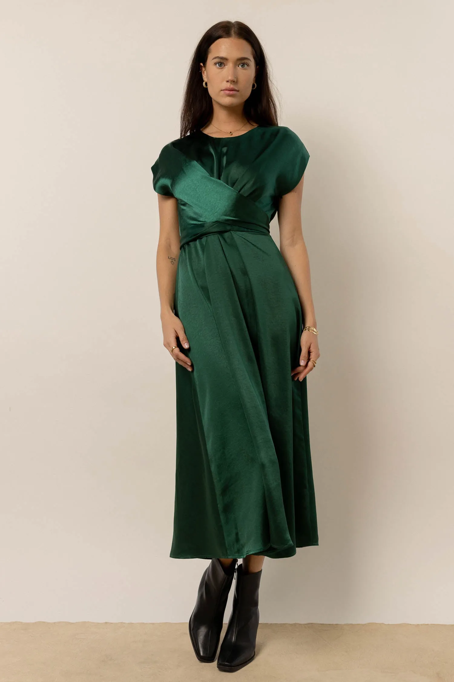Rosalind Midi Dress in Emerald - FINAL SALE sold by bohme product image thumbnail 4