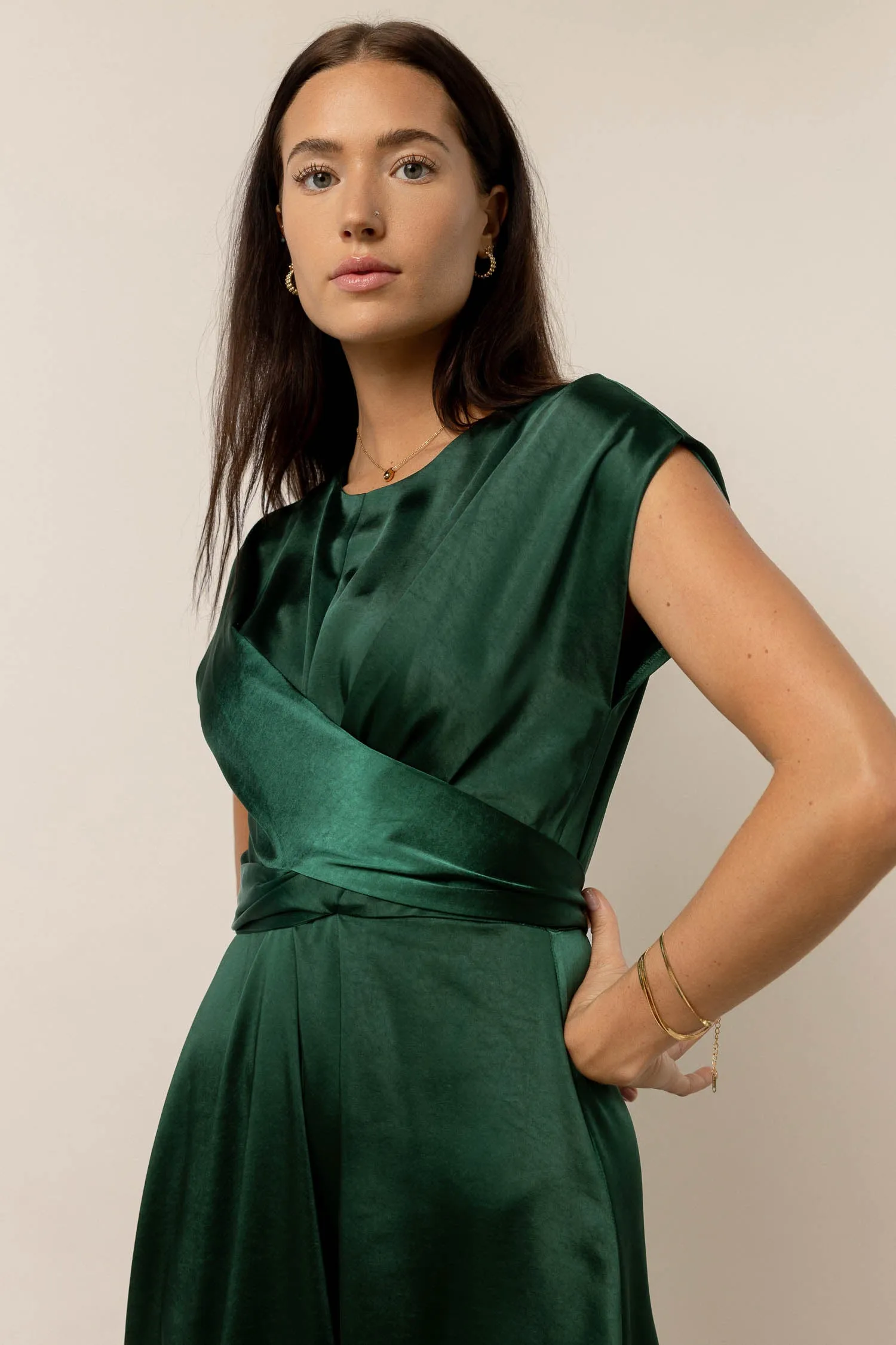 Rosalind Midi Dress in Emerald - FINAL SALE sold by bohme product image thumbnail 3
