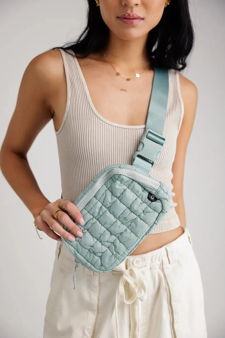 Nylah Quilted Crossbody in Sage sold by bohme product image thumbnail 3