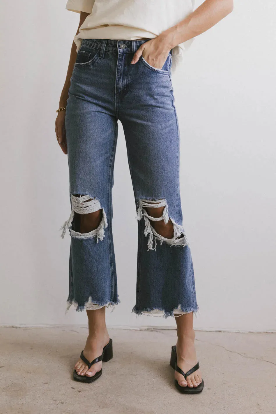 Charlie Distressed Jeans in Medium Wash - FINAL SALE sold by bohme
